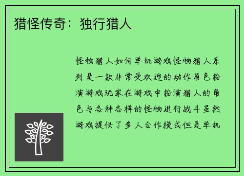 猎怪传奇：独行猎人